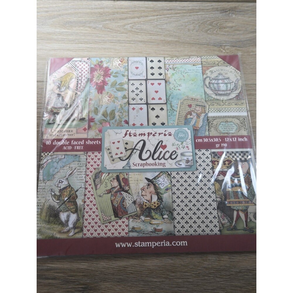 Stamperia Double-Sided Paper Pad 12"X12" 10/Pkg-Alice In Wonderland, Sealed